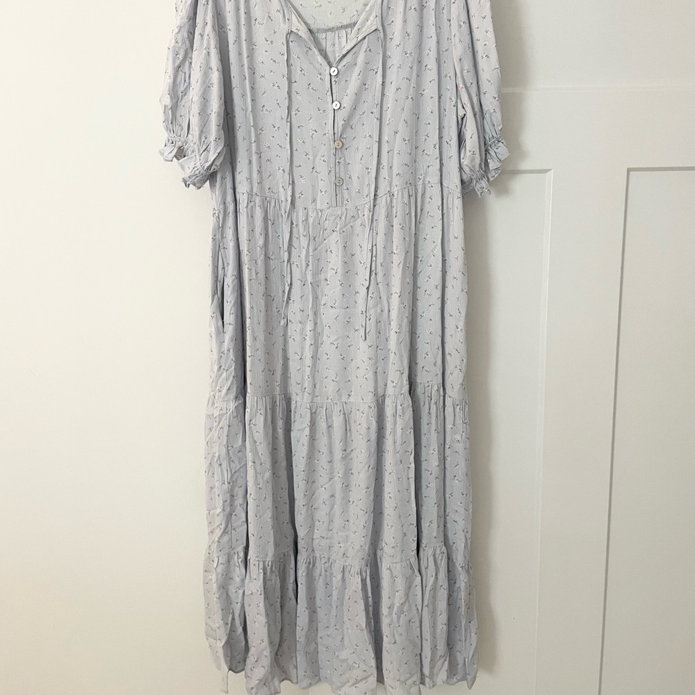 NWOT Baby Blue Floral Maxi Dress Size Large